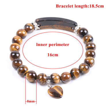 Tiger's Eye Beads Heart Pendant Bracelet-Your Soul Place